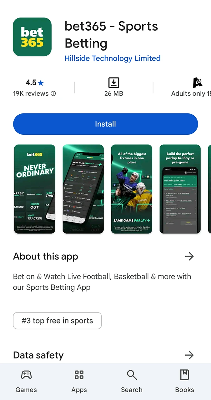 Start a quick download of the Bet365 app.