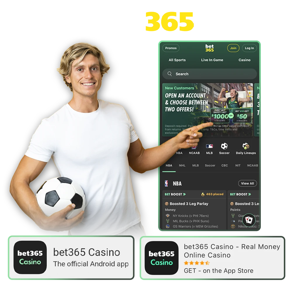Use the unique and secure Bet365 mobile app.