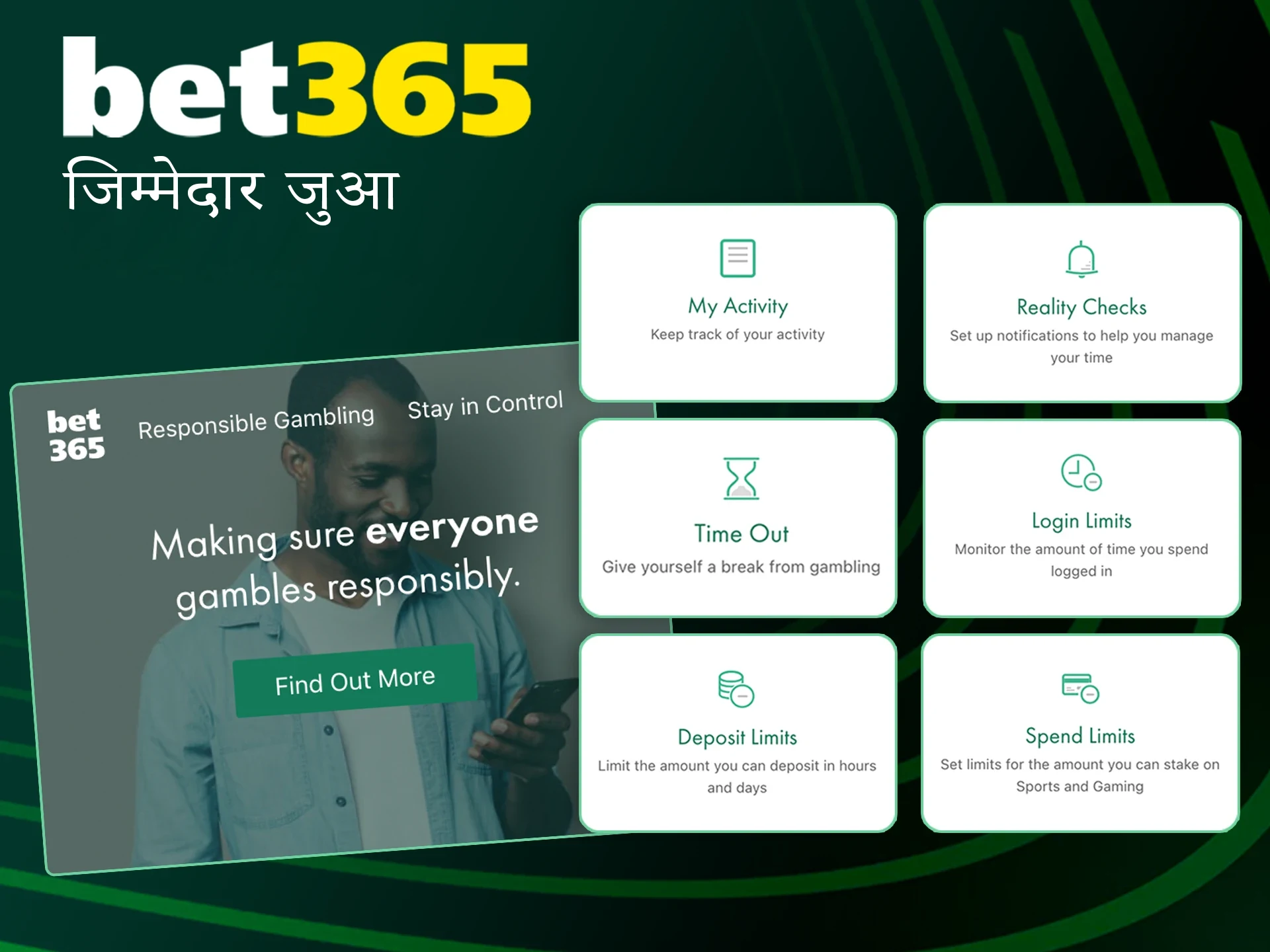 Bet365 आपको जिम्मेदारी से जुआ खेलने के लिए प्रोत्साहित करता है।