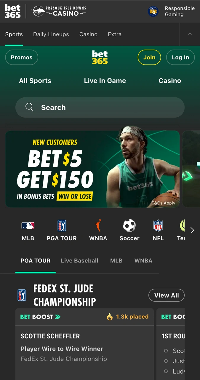 Open the Bet365 website to start registration.
