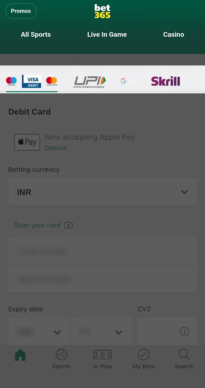Familiarise yourself with Bet365 deposit methods and their limits.