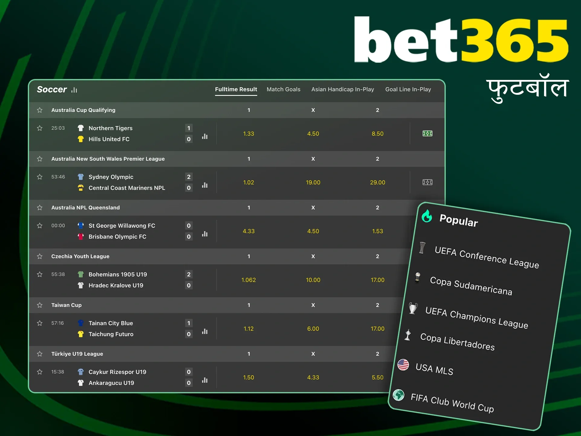 Bet365 पर फुटबॉल मैच के परिणामों की भविष्यवाणी करें।