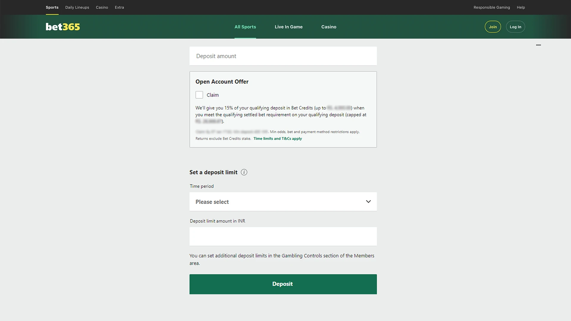Make your first deposit at bet365 and start winning.