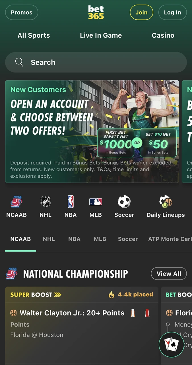 Select the join button and launch the Bet365 registration form.