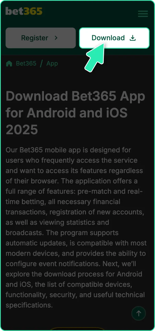 Download Bet365 Android version and start winning today.
