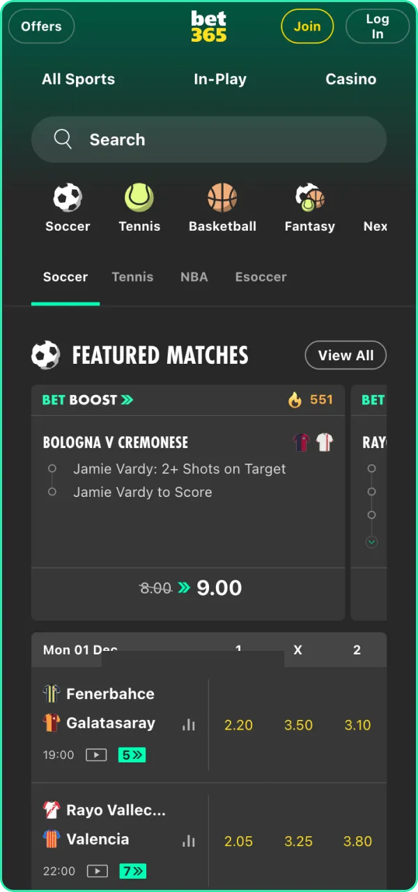 Enter Bet365 app and find winning opportunities today.