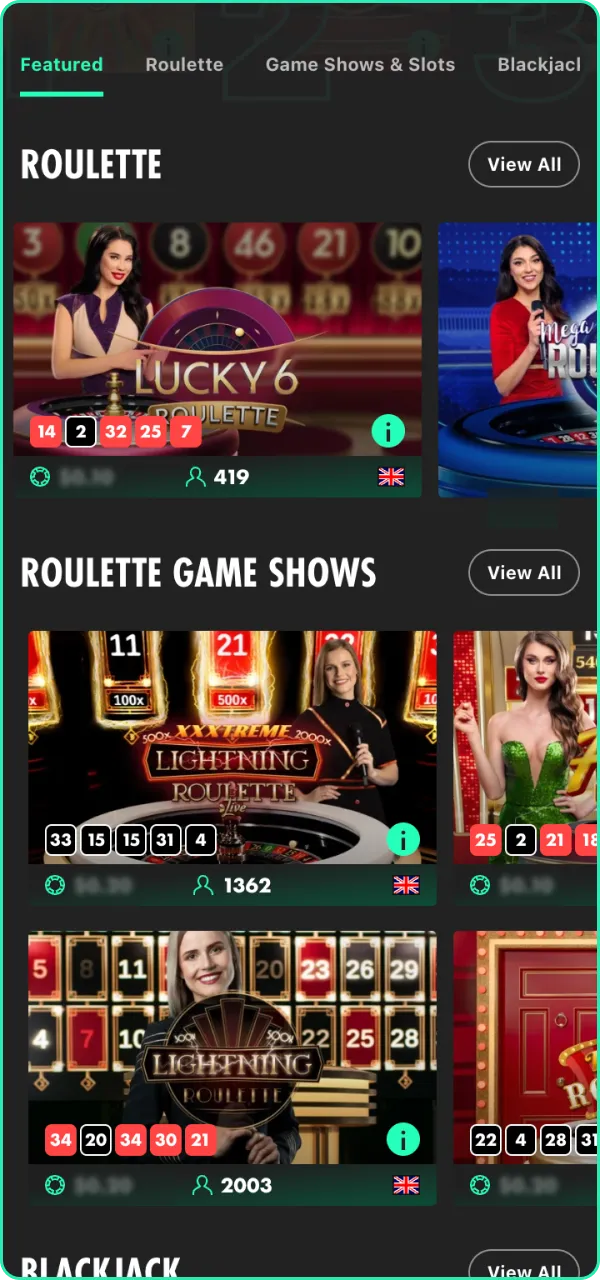 Join live casino experience through Bet365 app today.