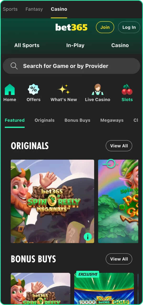 Explore slots excitement inside Bet365 app today.