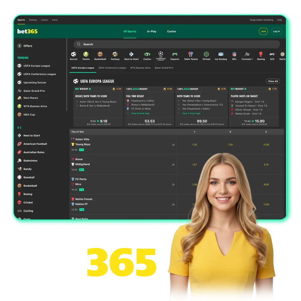 Enter the world of winning with Bet365 today.