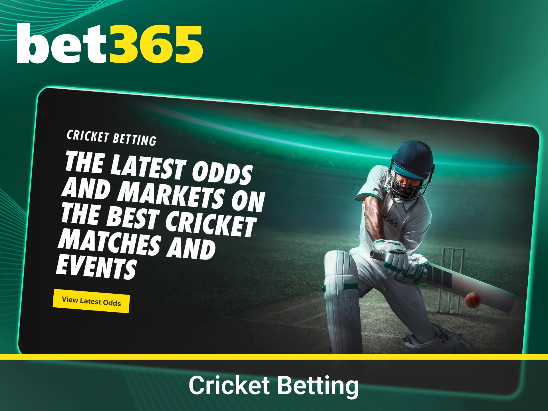 Place smart cricket bets with Bet365 today.