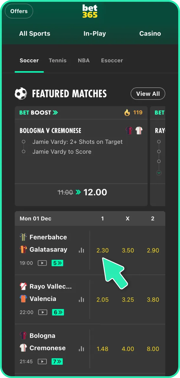 Start playing and winning with Bet365 today.