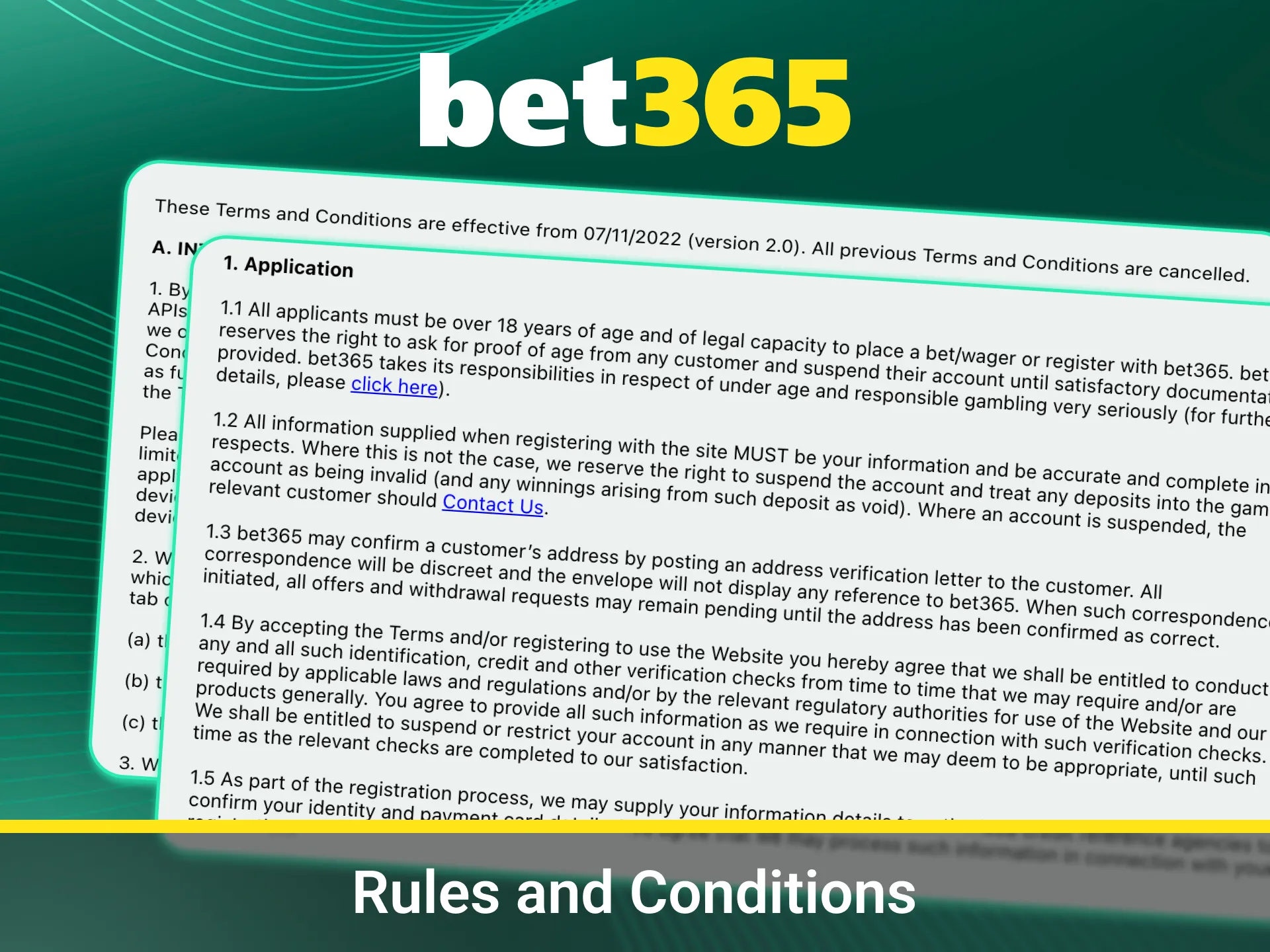 Check rules and conditions before playing on Bet365.