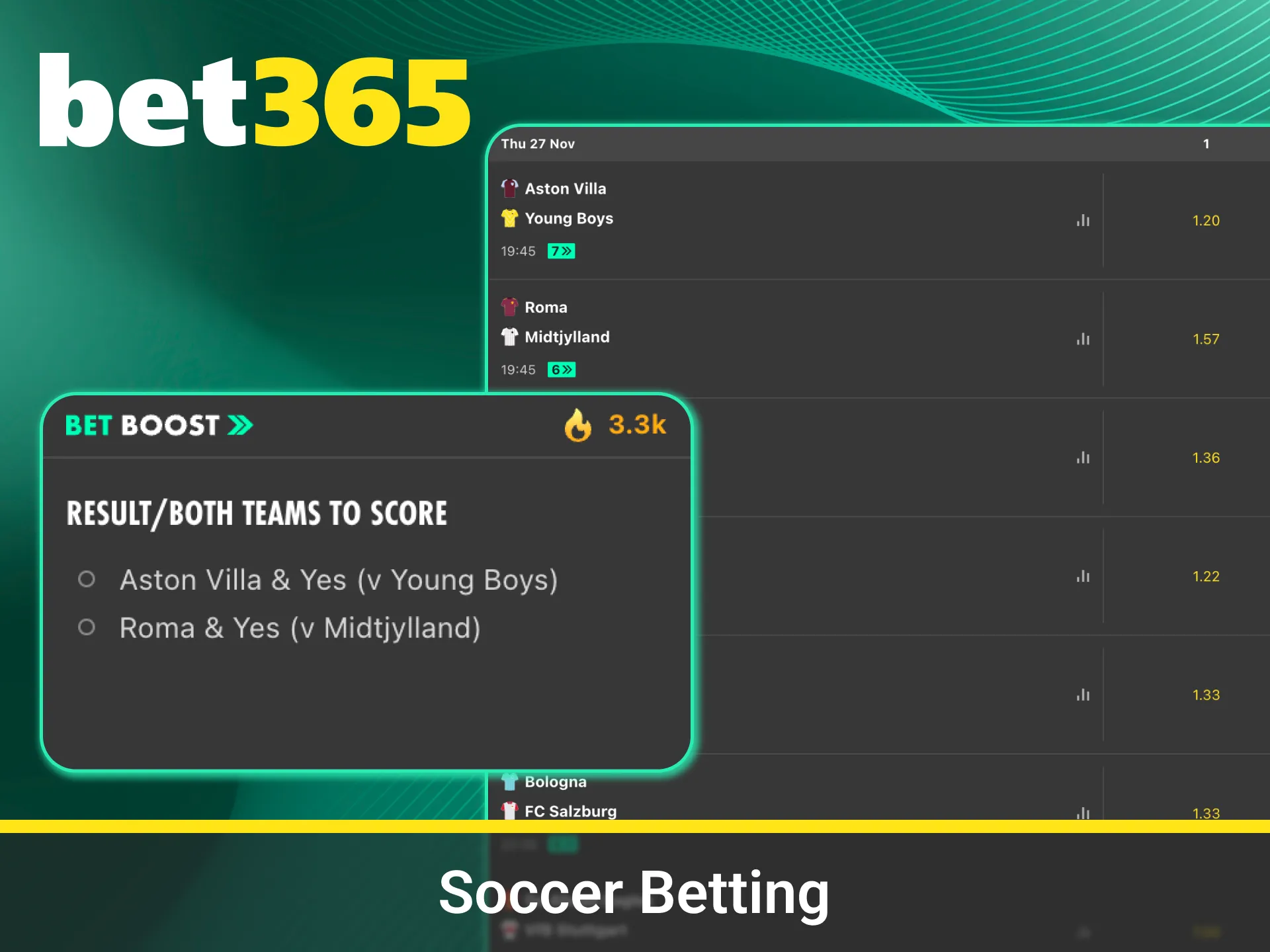 Bet on soccer and win with Bet365 today.